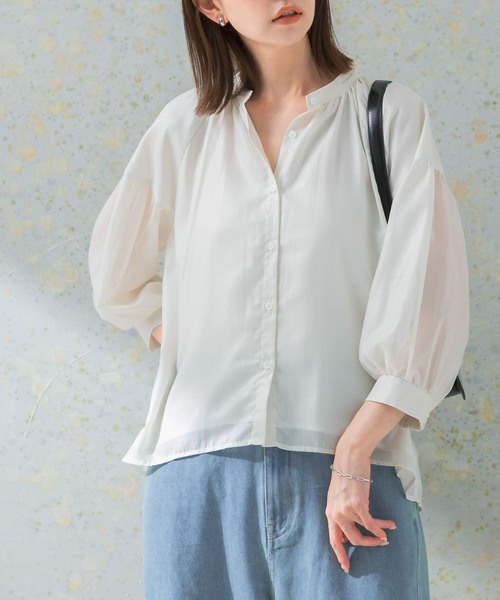 完売　mecre シアーギャザーブラウス 完売 mecre シアーギャザーブラウス