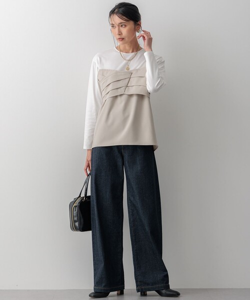tシャツ 「洗える」ウールライクビスチェコンビ デザイン カットソー レディース 23区 tシャツ 「洗える」ウールライクビスチェコンビ デザイン