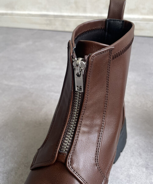 【じょん】厚底ブーツ Thevon（ゼヴォン） ブーツ 厚底フロントジップブーツ レディース