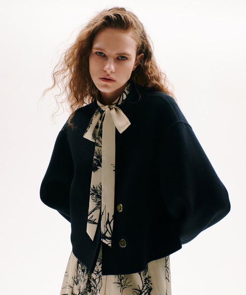 allureville（アルアバイル） ノーカラーコート コート Wリバー