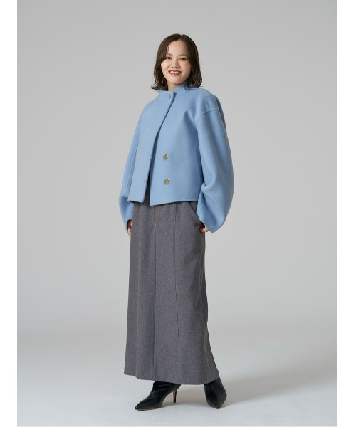allureville ノーカラーコート コート Wリバースタンドカラー