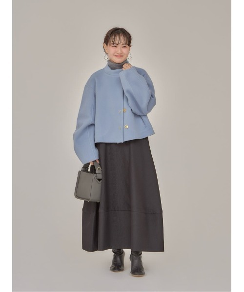 allureville ノーカラーコート コート Wリバースタンドカラー