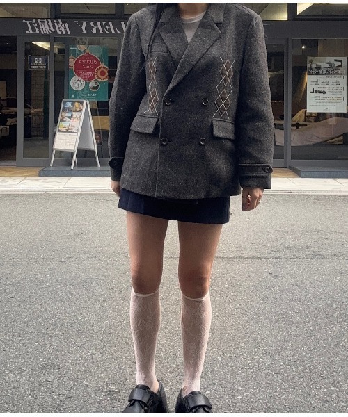 ジャケット テーラードジャケット アーガイルステッチ ウール