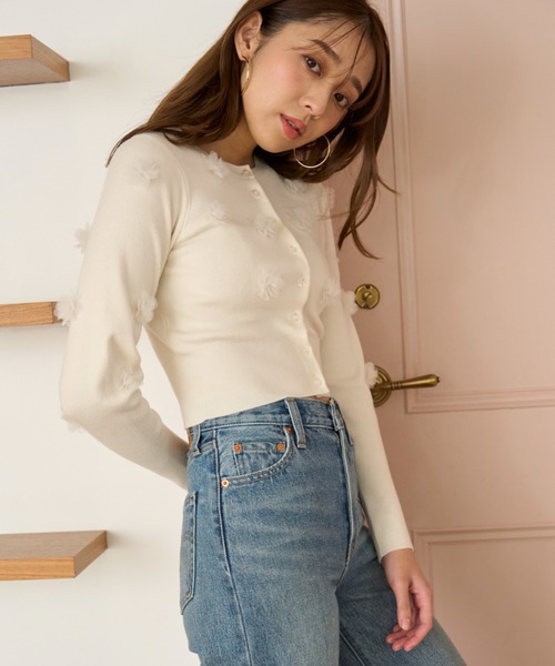 SNIDEL フラワーモチーフカーディガン スナイデル SNIDEL フラワーモチーフカーディガン （GRY