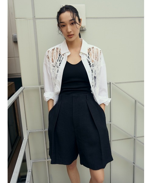 ブラウス シャツ バテンレースドレスシャツ レディース