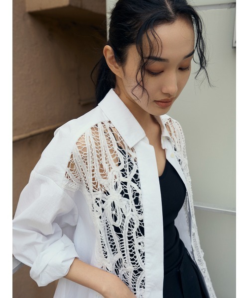 ブラウス シャツ バテンレースドレスシャツ レディース styling/ ブラウス シャツ バテンレースドレスシャツ レディース