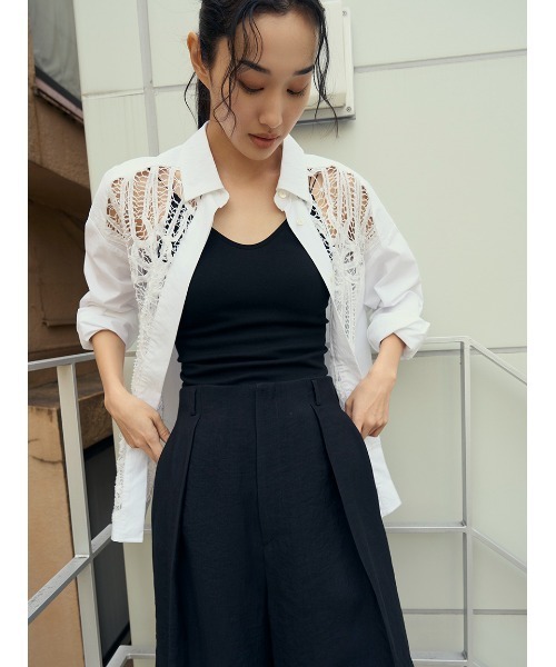ブラウス シャツ バテンレースドレスシャツ レディース styling/ ブラウス シャツ バテンレースドレスシャツ レディース
