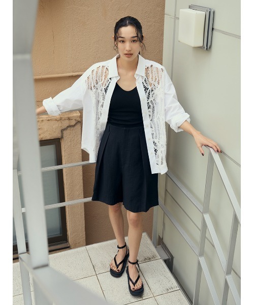 ブラウス シャツ バテンレースドレスシャツ レディース styling/ ブラウス シャツ バテンレースドレスシャツ レディース