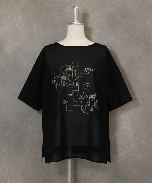 STUDIO PICONE（スタジオピッコーネ） tシャツ コットン100％線画刺繍