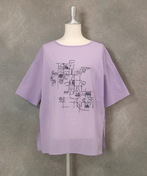 STUDIO PICONE（スタジオピッコーネ） tシャツ コットン100％線画刺繍