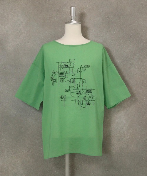 STUDIO PICONE（スタジオピッコーネ） tシャツ コットン100％線画刺繍