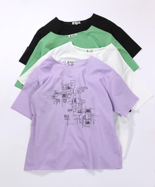 STUDIO PICONE（スタジオピッコーネ） tシャツ コットン100％線画刺繍