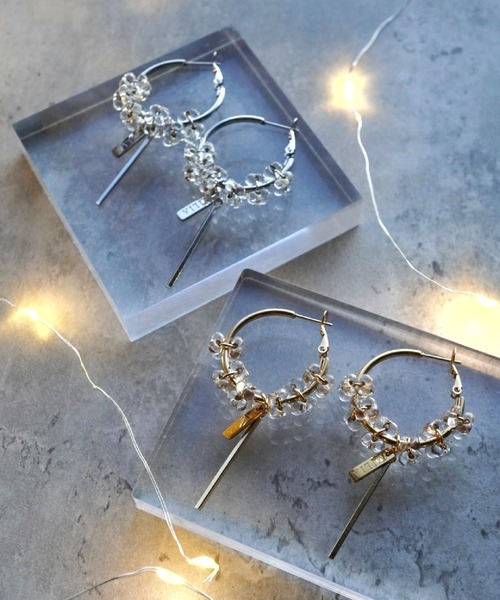 CERCA ピアス MILIA/Rain drops フープピアス「金属アレルギー対応 