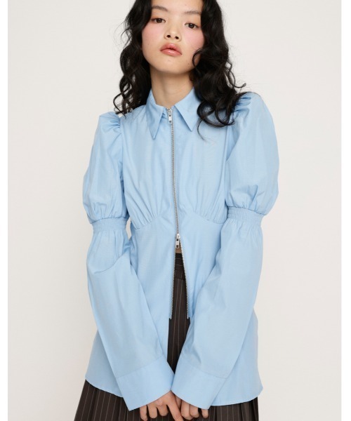 ブラウス シャツ FRONT ZIP SH BL フロント ジップ シャツ ブラウス レディース