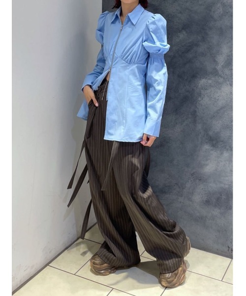 SLY ブラウス シャツ FRONT ZIP SH BL フロント ジップ