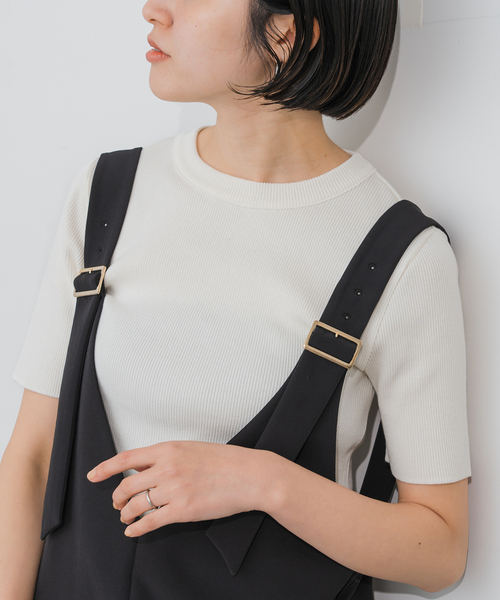 ニット セーター 手洗い可 / 18Gリブニットハーフスリーブプルオーバー レディース Spick＆Span ニット セーター 手洗い可 / 18Gリブニットハーフ