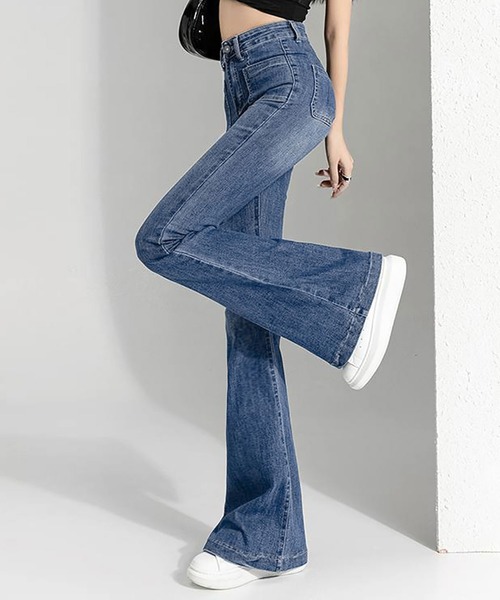 [NinaetLina] обработка Denim брюки M индиго голубой женский 
