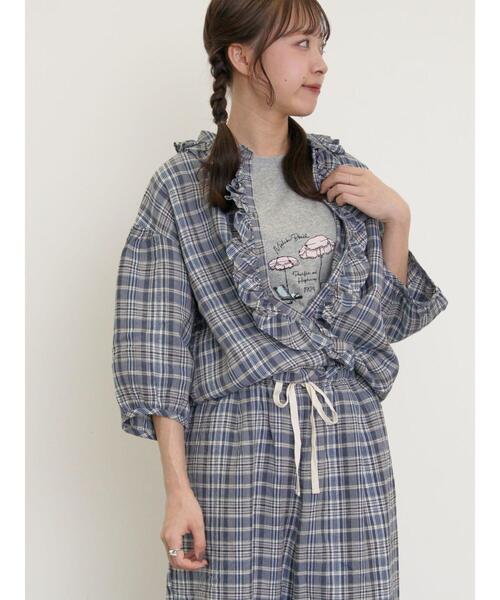 ブラウス シャツ 「Cross×Linen」フリルブラウス レディース