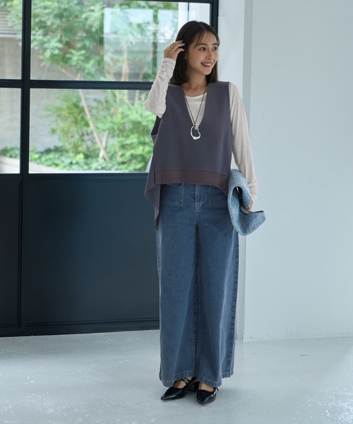 STYLE DELI ベスト ジレ 「LUXE」前後差テールVネックベスト