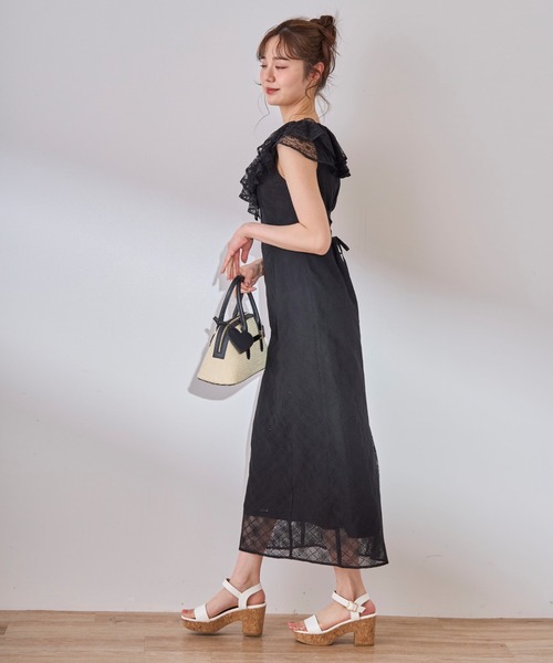 bubbles ワンピース 春夏2025 黒 31 Sons de mode ワンピース 2025春夏新作 フリルカラーレース