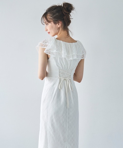 250【新品】31 Sons de mode レース ロングワンピース 白 38 31 Sons de mode ワンピース 2025春夏新作 フリルカラーレース