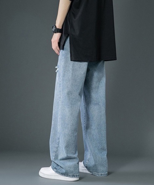 「Anchor Smith」 ダメージ加工デニムパンツ M サックスブルー メンズ