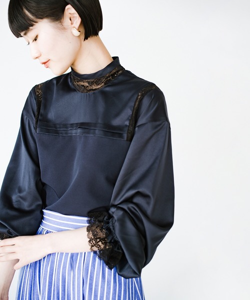 「haco!」 長(zhǎng)袖ブラウス SMALL ネイビー レディース