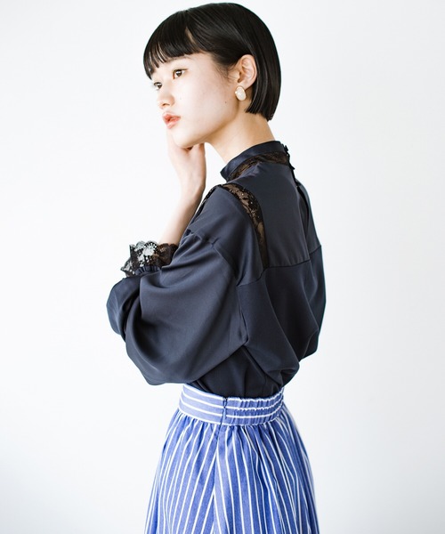 「haco!」 長(zhǎng)袖ブラウス SMALL ネイビー レディース