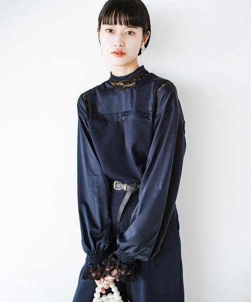 「haco!」 長(zhǎng)袖ブラウス SMALL ネイビー レディース