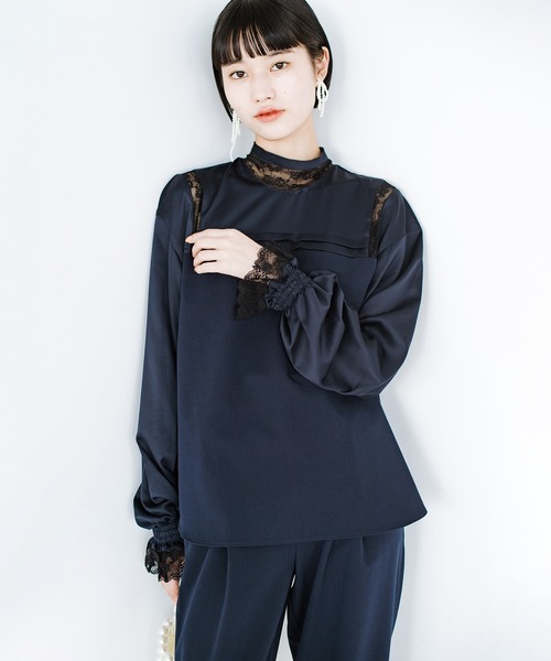 「haco!」 長(zhǎng)袖ブラウス SMALL ネイビー レディース