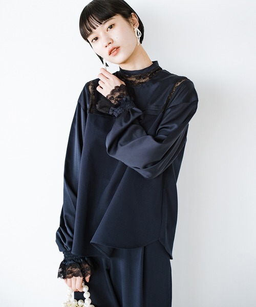 「haco!」 長(zhǎng)袖ブラウス SMALL ネイビー レディース