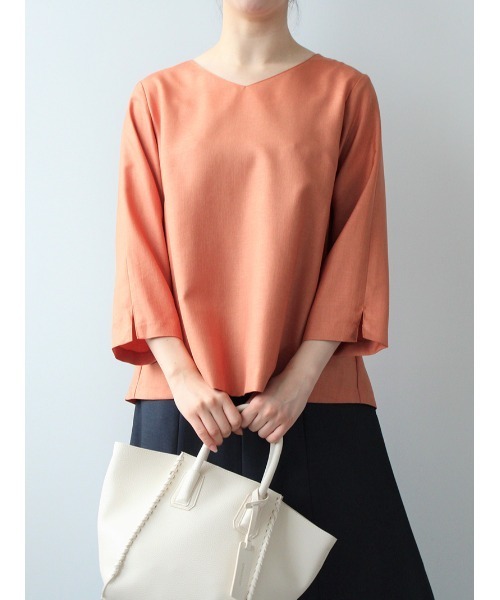 「fleur by mint breeze」 7分袖ブラウス LL オレンジ レディース_画像5