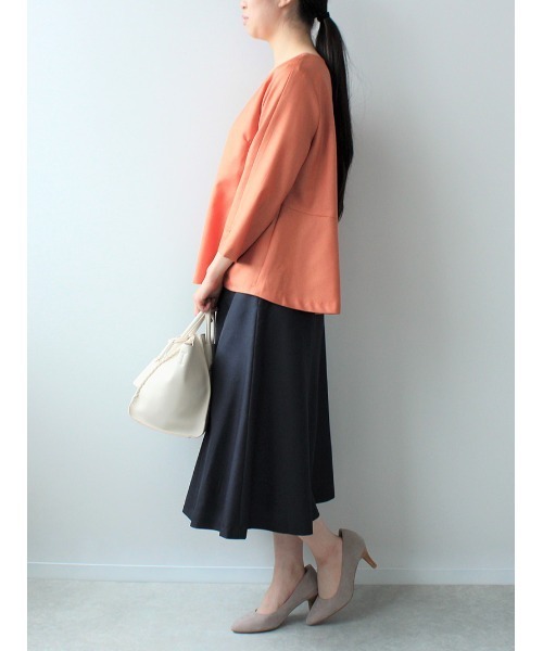 「fleur by mint breeze」 7分袖ブラウス LL オレンジ レディース_画像9