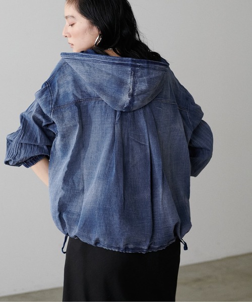 パーカー 「LARUTA」「Web限定」デニム風フード付きパーカー レディース LARUTA パーカー 「LARUTA」「Web限定」デニム風フード付き