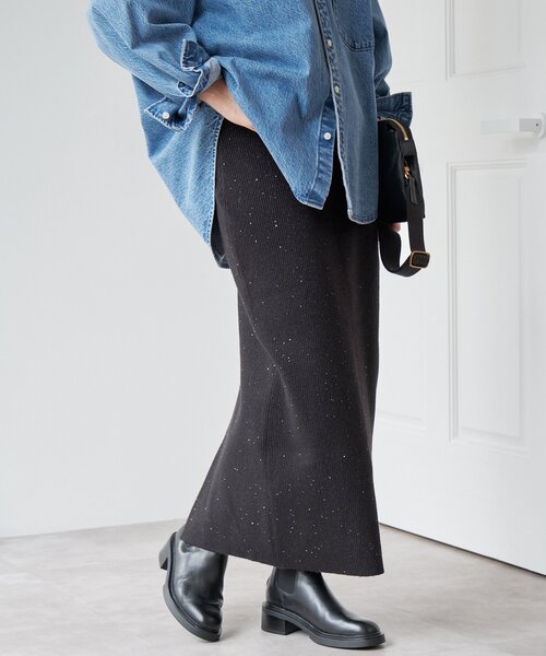 「Spick & Span」 ニットスカート 36 グレー レディース_画像9