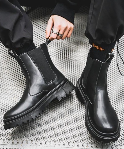 link lot ブーツ 「25年秋冬新作」サイドゴア厚底ブーツ メンズ