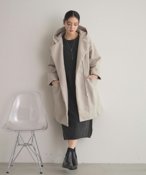 &. NOSTALGIA（ノスタルジア） コート アウター フェイクウールフード