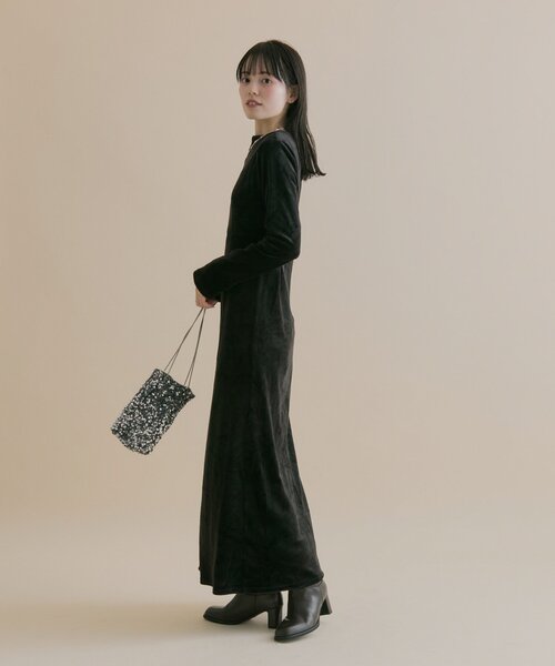 mystic ミスティック 【森川企画】バックオープンベロアワンピース ブラウン mystic ミスティック 【森川企画】バックオープンベロアワンピース