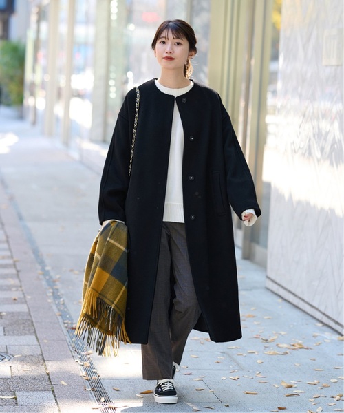 美品　ジャーナルスタンダード　ブラック　コート36 JOURNAL STANDARD（ジャーナルスタンダード） ノーカラーコート 36