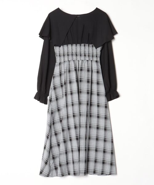 「OLIVE des OLIVE」 チェック柄ドッキングワンピース FREE グレー レディース_画像2