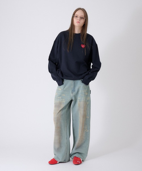 「ONCILY」 スウェットカットソー LARGE ネイビー メンズ_画像4