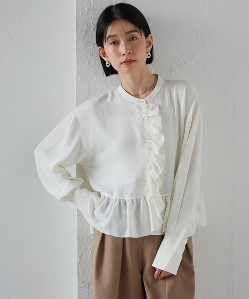 RANAN（ラナン） ブラウス シャツ 「UV対策・吸水速乾」ラウンドフリル