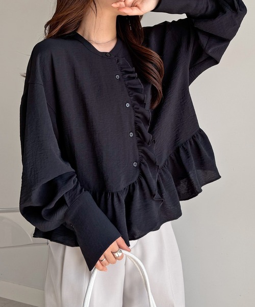 【完売品】TWILL ラウンドペプラムボリュームブラウス ボリュームスリーブペプラムブラウス｜PETAL ONLINE（ペタルオンライン）