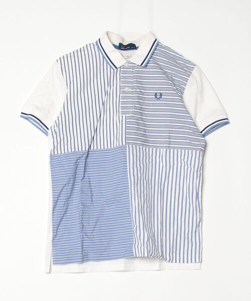FRED PERRY（フレッドペリー） ストライプ柄半袖ポロシャツ M ブルー 