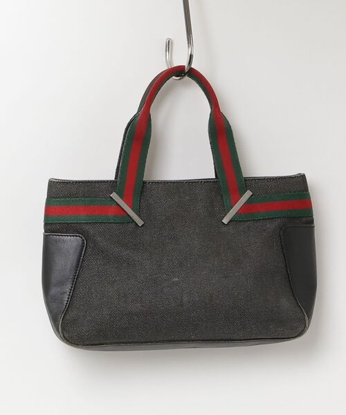 GUCCI ブラックレザーハンドバッグ 中古・古着通販】GUCCI (グッチ) レザーハンドバッグ ブラック