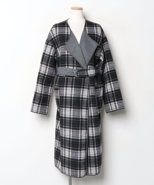 Ray BEAMS」 ノーカラーコート - グレー レディース Ray BEAMS（レイ 