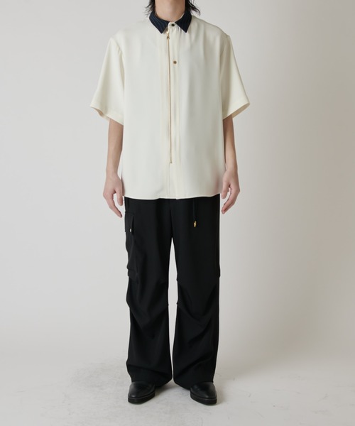 シャツ 「CULLNI exclusive for Lui's」クレリック半袖ZIPシャツジャケット メンズの画像