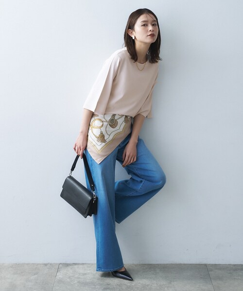 ニット セーター 「洗える/清涼感」袖スリットニットプルオーバー レディースの画像