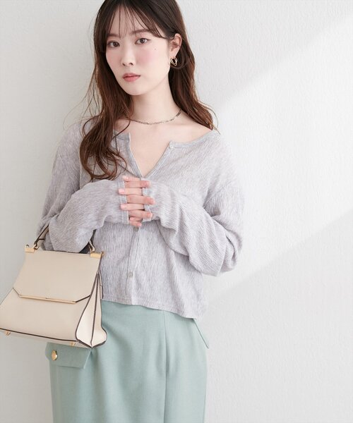【NATURAL】クレープ コットン カーディガン natural couture カーディガン ランダムクレープカットソー2WAYカーデ
