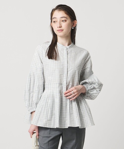 machatt  フラワージャガードブラウス　ライトグレー UNITED ARROWS（ユナイテッドアローズ） ブラウス シャツ ギンガム